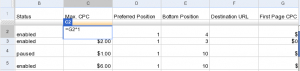 spreadsheet with formula