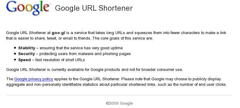Goo.gl - Google URL Shortener