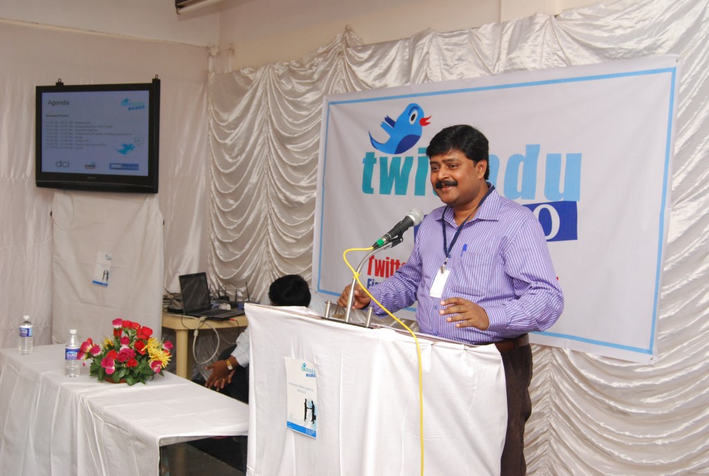 Twitmdu- C.R. Venkatesh MD and CEO of DCI adressing the audience