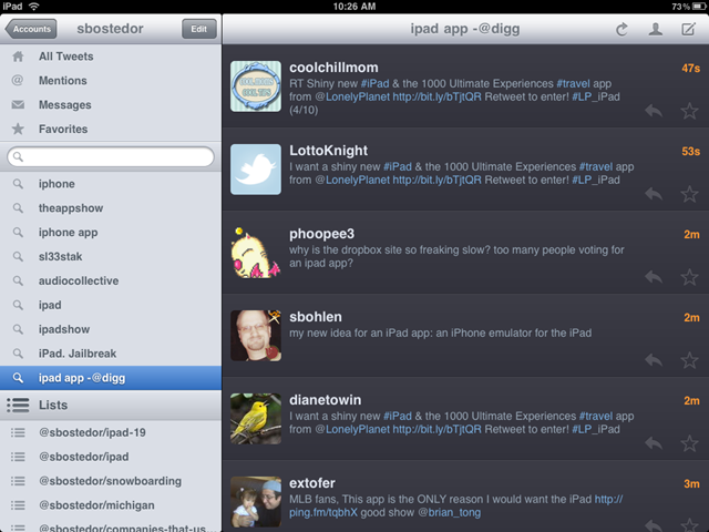 Twitterrific iPad app