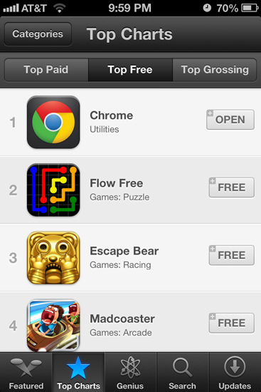 Google Chrome Grabs Top Spot on App Store - Dot Com Infoway