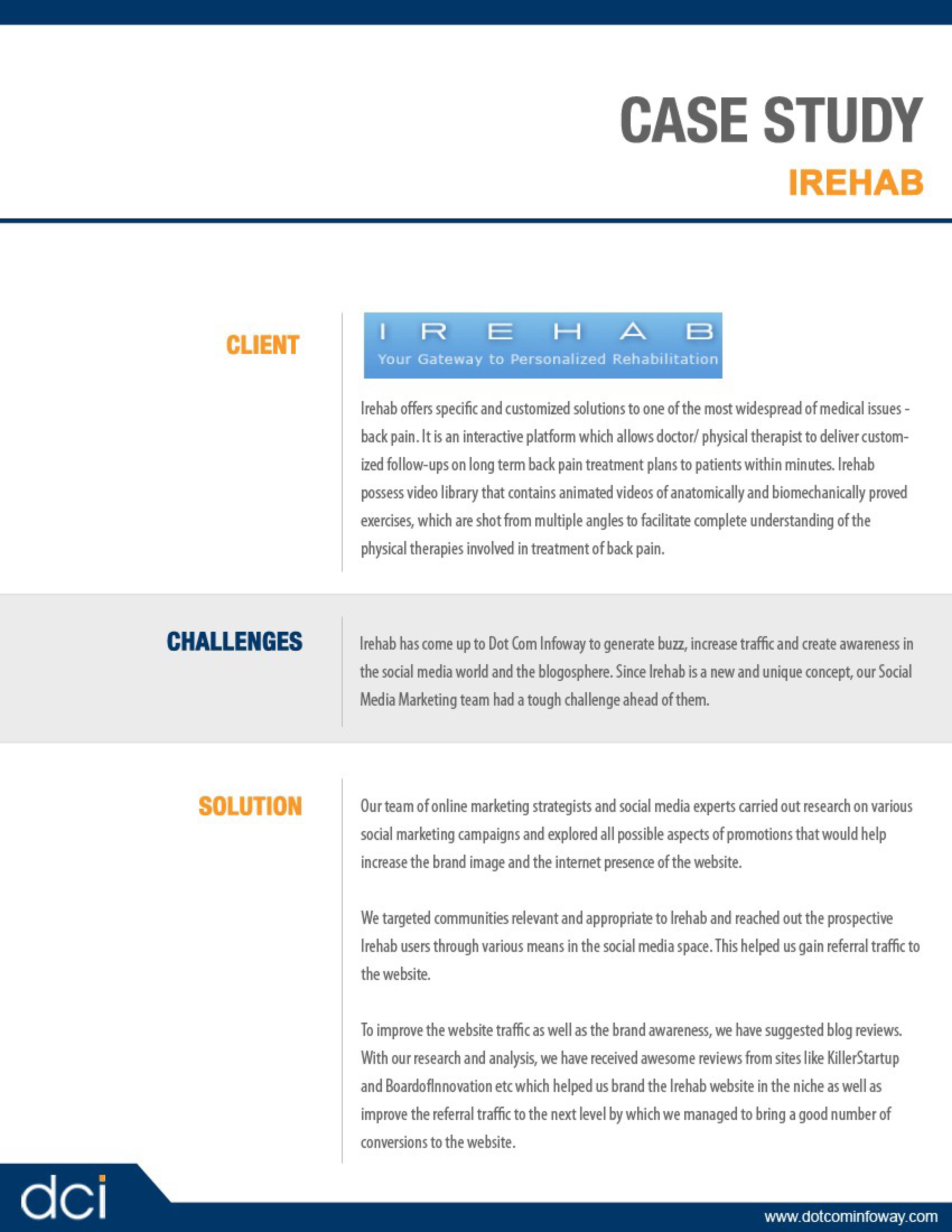 IRehab- Promotion Through Social Media- Case Study