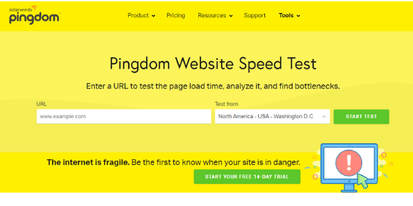 pingdom speed test tool